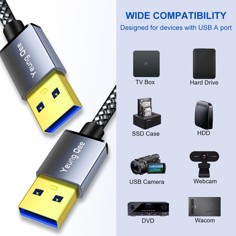 15ft/5M USB 3.0 A To A Male To Male Cable Double End Cord Data Transfer Hard gallery
