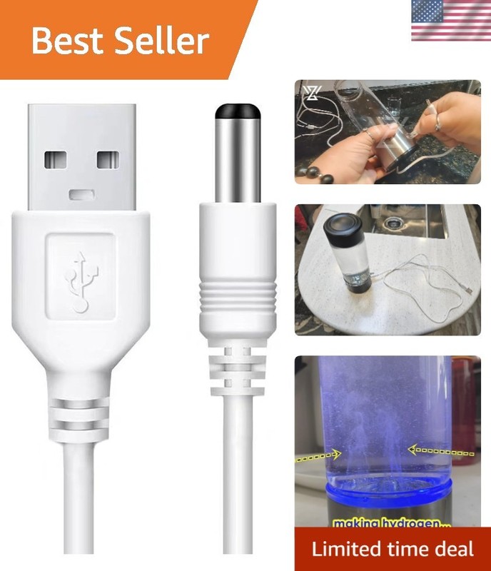 High-Speed USB Type A to DC Charger Cable for Hydrogen Water Bottles – 482 Mbps