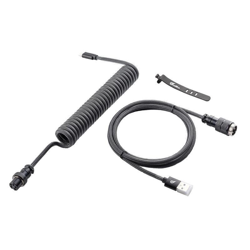 USB C Coiled Cable for Gaming Keyboard, Aluminum Aviator Connector, 1.5M USB A