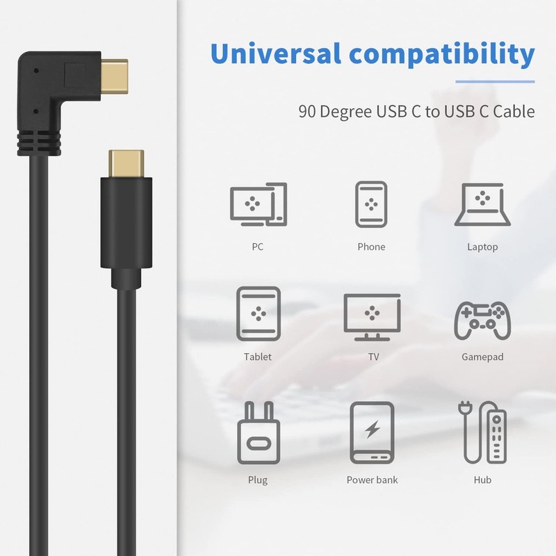 USB C to USB C Cable Short 1ft, USB 3.1 Right Angle 90 Degree Type C Cable, 6... gallery