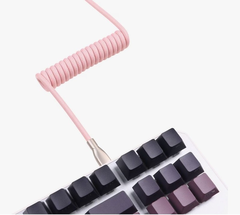 GameStop Coiled USB-C to USB-A Cable 6ft Black & Pink for Charging/Data Transfer gallery
