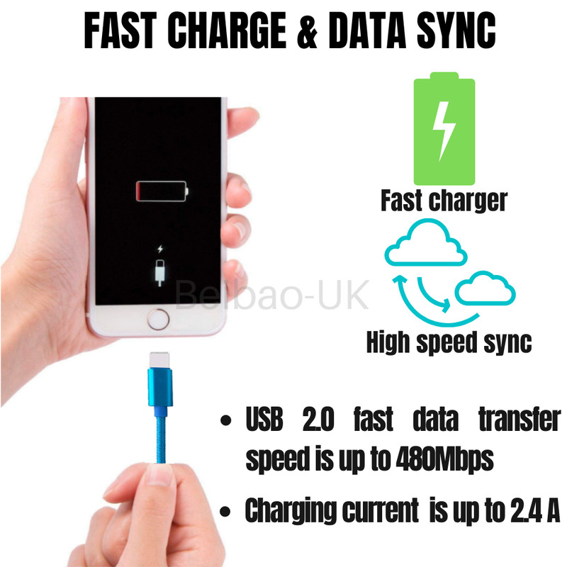 3 Pack 10Ft Fast USB Charger Charging Cable Cord Braided For Apple iPhone iPad gallery