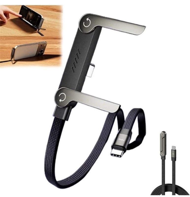 240W 2-in-1 USB C Fast Charg Cable Rotatable Stand Holder Playing While Charging gallery