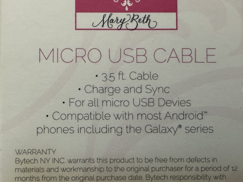 3.5’ Micro USB Sync & Charge Cable Cord Samsung / Android Pink Chandelier - NEW gallery