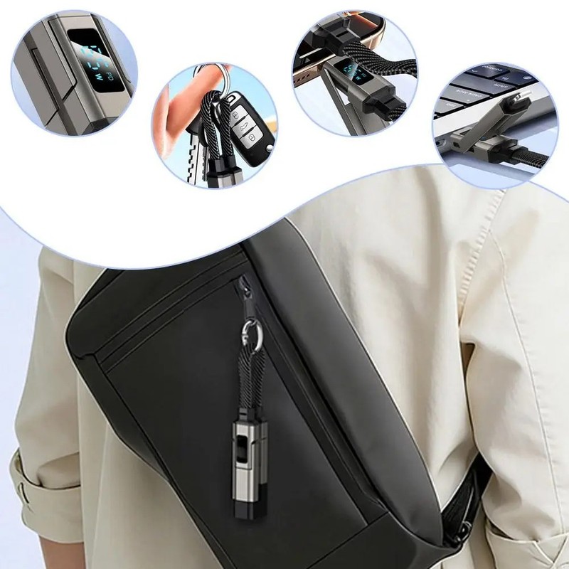 4-in-1 60W USB-C Fast Charging Keychain Cable: Data Sync for Phone Tablet Y3ND. gallery
