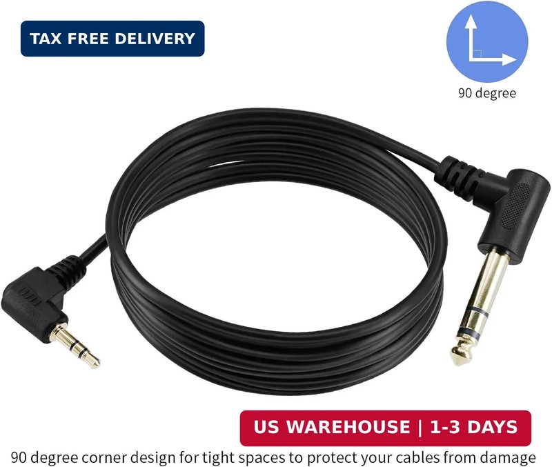 3.5mm to 1/4 Adapter Audio Cord, 6FT 1.8m 90 Degree Right-Angled 3.5mm (Mini) 1/ gallery