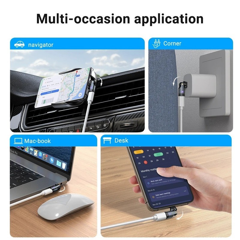 AUFU 240W USB-C Adapter 540° Rotating 5A Fast Charge Cable Converter Type-C gallery