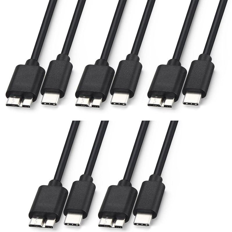 5-Pack External Hard Drive Cable, USB 3.0 Micro B to USB C Data Cord for Seag... gallery