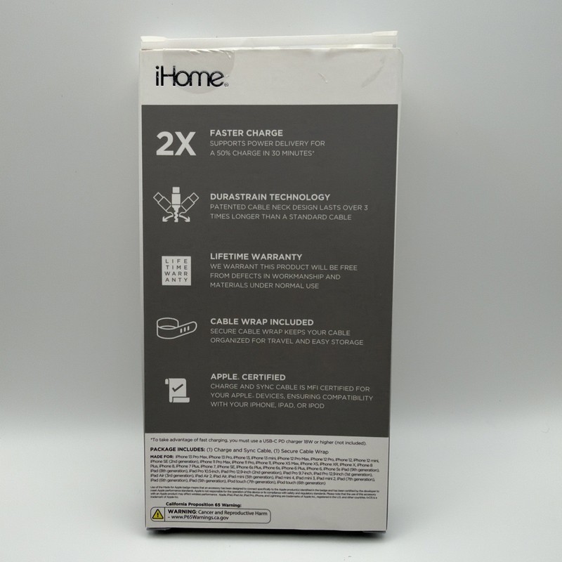 BRAND NEW Apple iHome Lightning to USB Charger Cable 6 feet long, Fabric Braided gallery