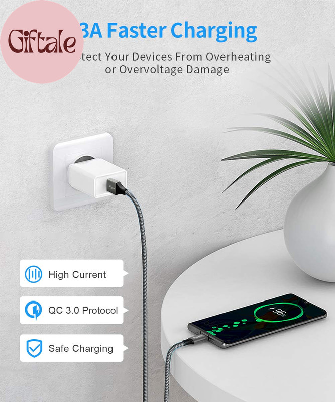 USB a to USB C Cable 5-Pack (3/3/6/6/10 Ft), Fast Charging Type C Charger Cord f gallery