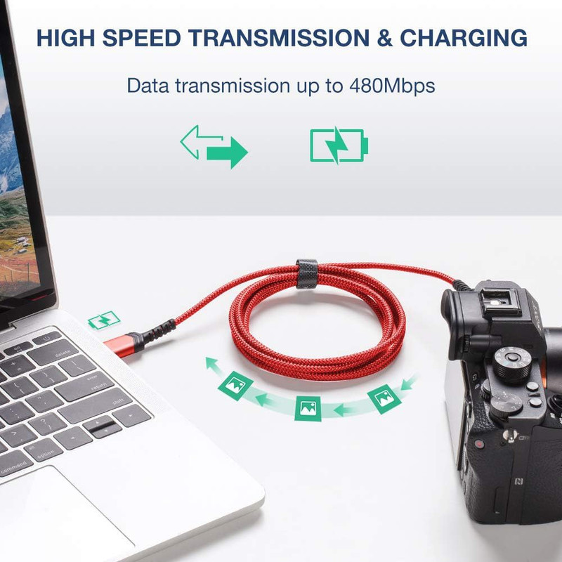 JSAUX Mini USB Cable[2-Pack 3.3Ft+6.6Ft], USB 2.0 Type a to Mini B Fast Charging gallery
