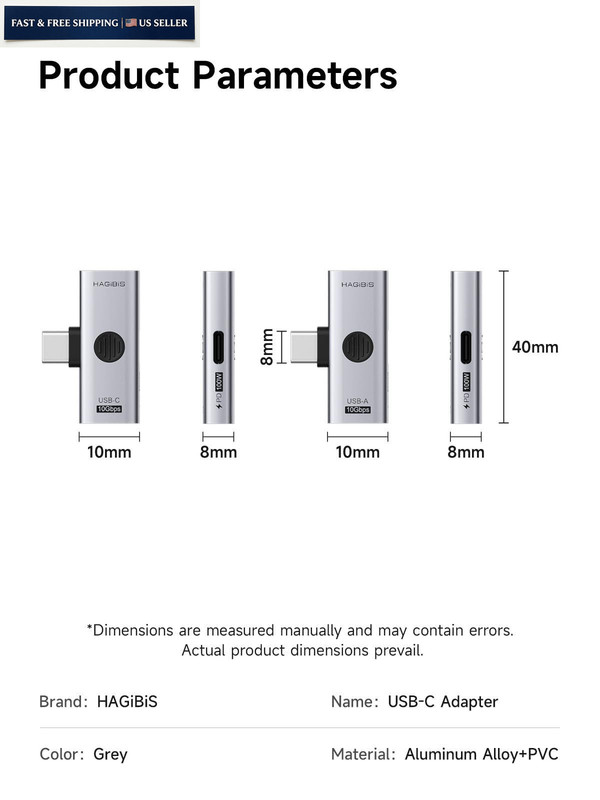 Hagibis USB-C Splitter with 100W Fast Charging and 10Gbps USB 3.2, 2 in Grey gallery