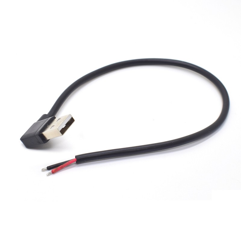 0.3M/1FT USB Male to Bare Wire Cable 20AWG 5A USB2.0 2pin 90° Pigtail Cable Lot gallery