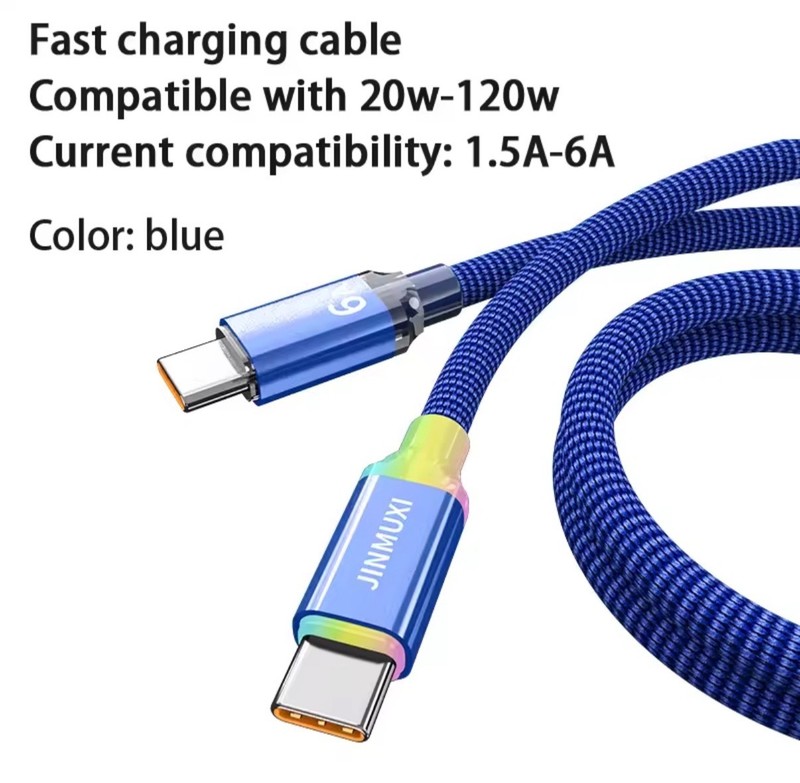 USB Type C to C 2M/6.6ft Fast Charging Cable 20w-120w 1.5A-6A LED Port gallery