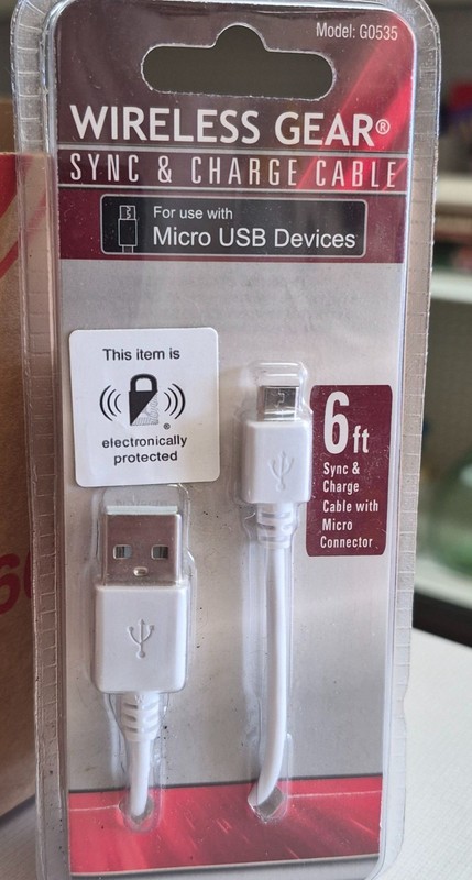 Wireless Gear 6 Ft Micro USB Sync & Charge Cable