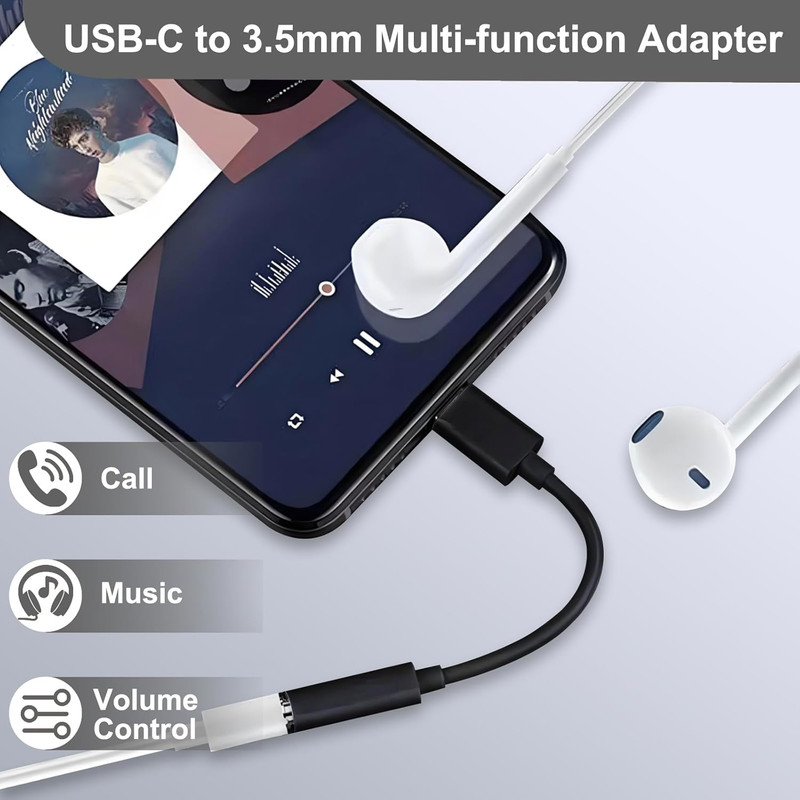 2 Pack USB C to 3.5Mm Headphone Jack Adapter, Hi-Fi DAC Audio Converter with Mic gallery