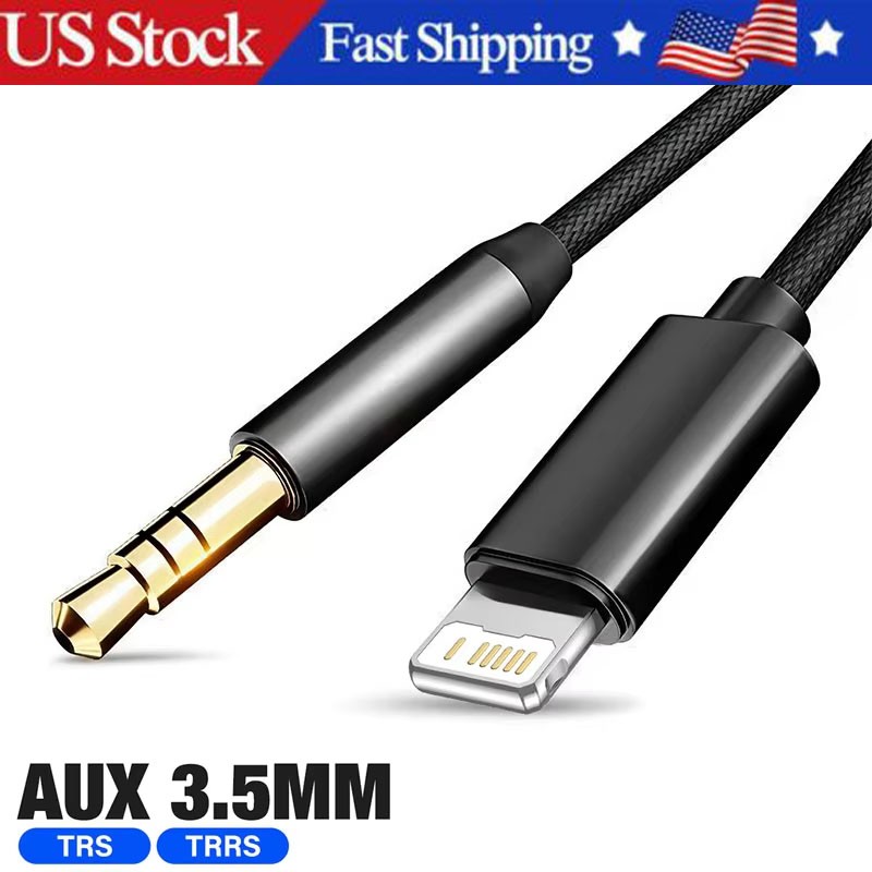 8 Pin to 3.5mm AUX Audio Car Adapter Cord For iPhone 13 12 11 Pro Max 7 8 X XR