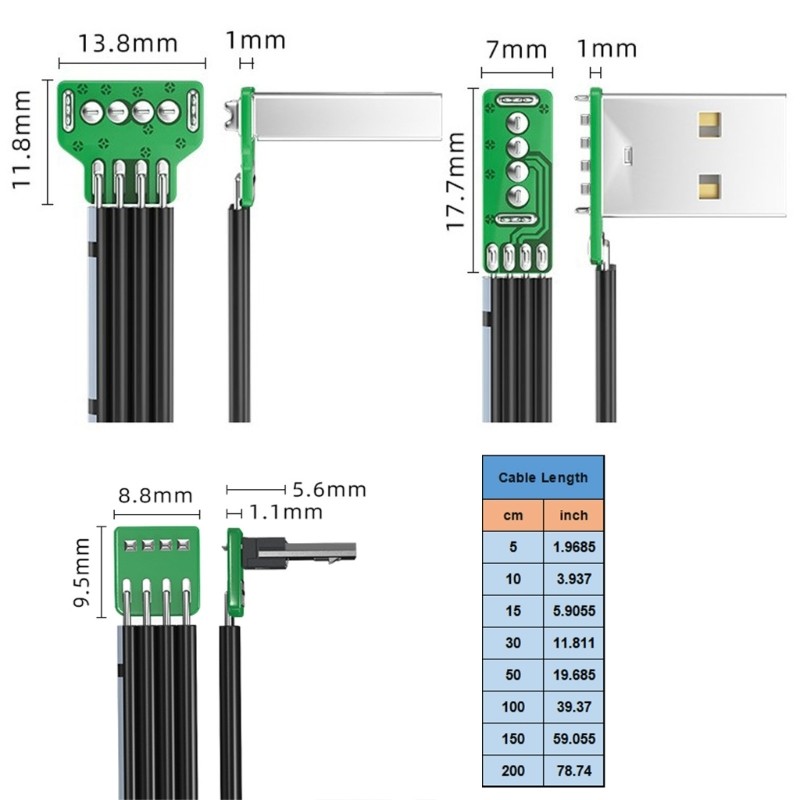 90 Degree Right Angle USB to USB 5Pin Data Cable Cord Down Bend for Tablets gallery