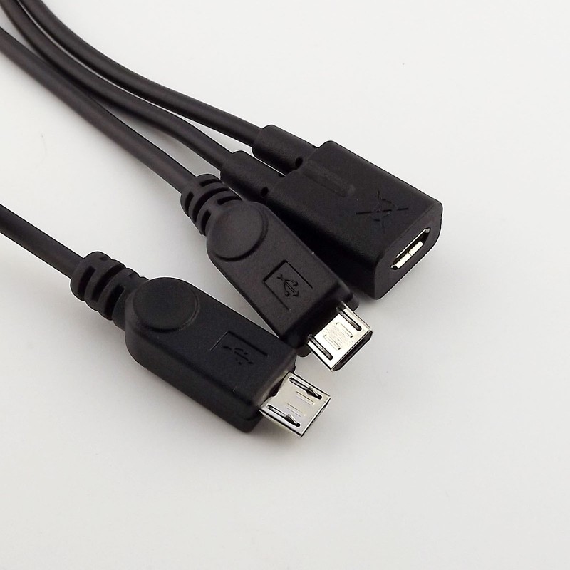 Micro USB 2.0 Female Y 1 to 2x Micro Male Splitter Extension Data Charger Cable gallery