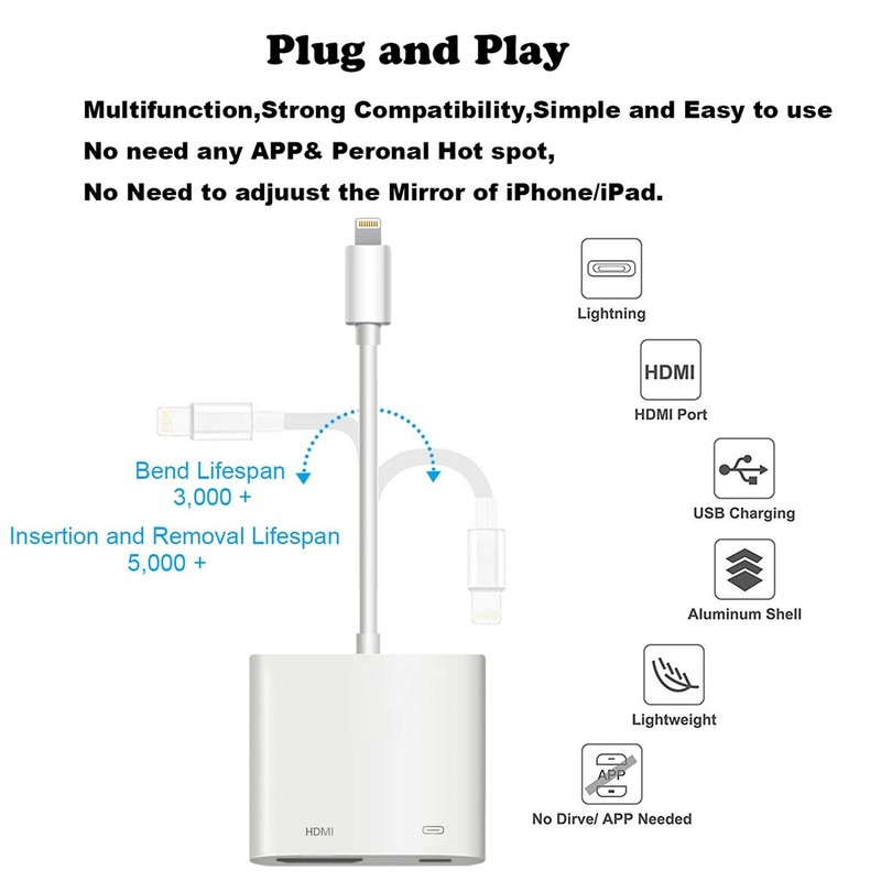 iPhone to Digital AV TV HDMI Adapter 4K Smart TV Cable For Latest iOS iPhones gallery