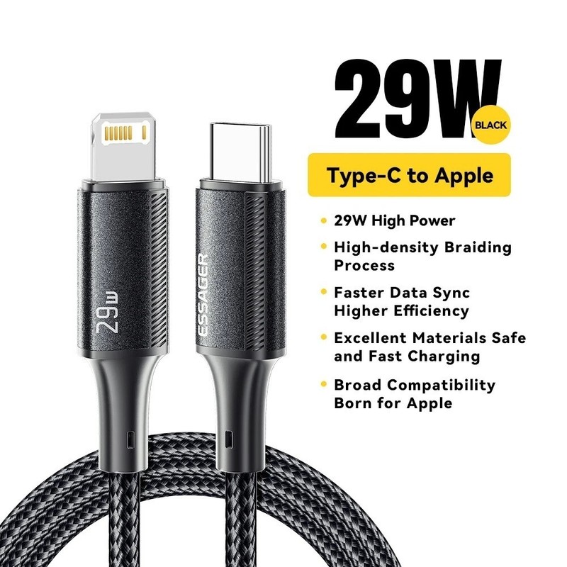 Essager Fast Charging Cable USB-C for iPhone/iPad PD 29W gallery