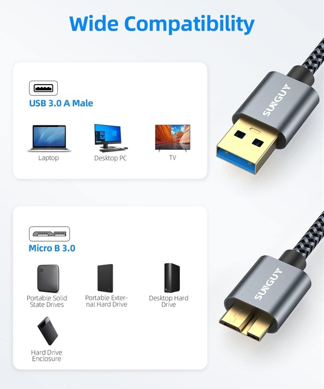Ultra-Durable Micro USB 3.0 Cable 0.5FT - Tangle-Free, 5Gbps Fast Transfer gallery
