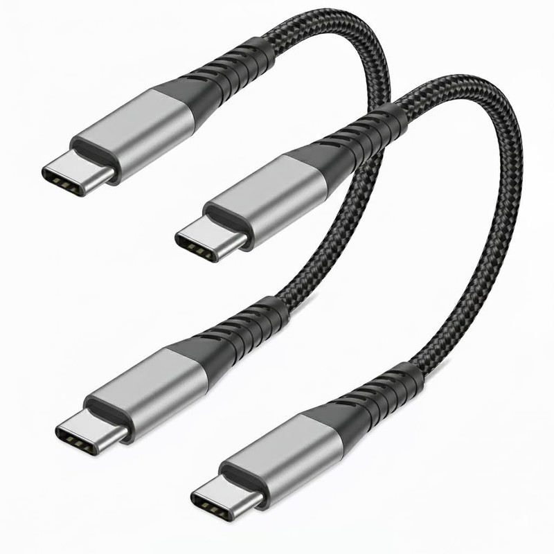 6 inch Short USB C to C Cable, 2Pack 0.5FT iPhone Type C 0.5 Feet, Black