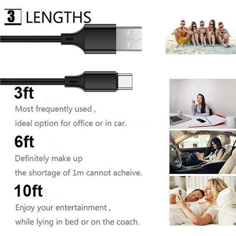 Braided USB C Type-C Fast Charging Data SYNC Charger Cable Cord 3/6/10Feet LONG gallery