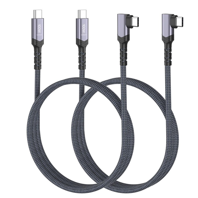 USB C to USB C Cable 100W 10Gbps 4K 2 Pack Black