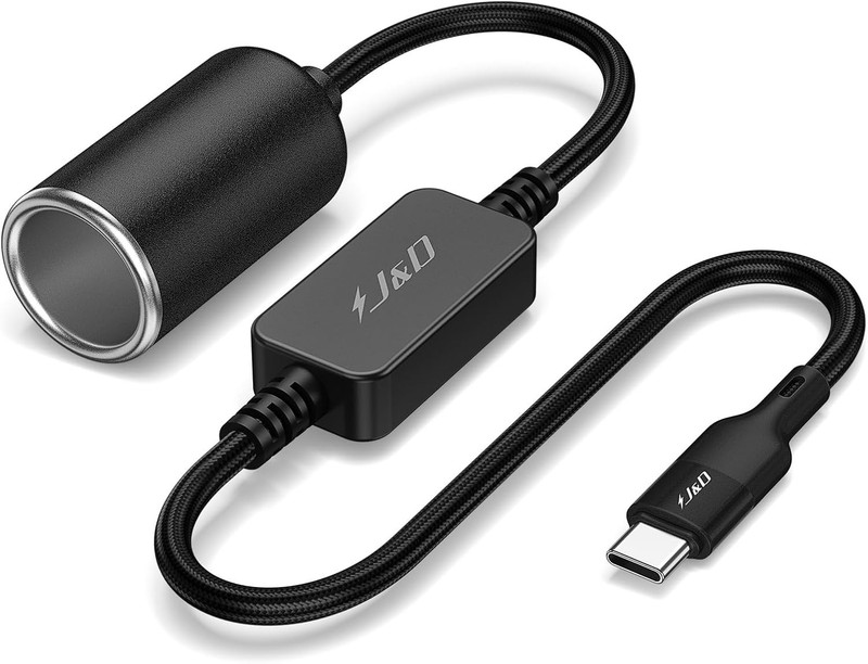 18W Power Cable for Dash Cam & GPS, USB C to Car Socket gallery
