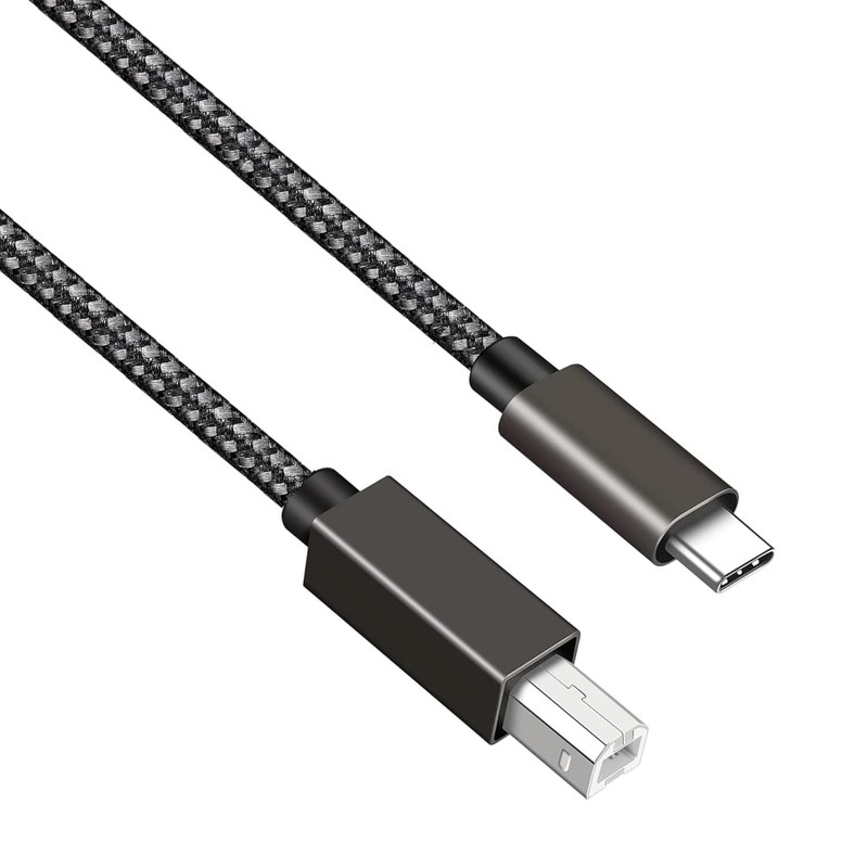 6FT Braided USB C to USB B Printer/MIDI Cable - Durable, Tangle-Free Performance gallery