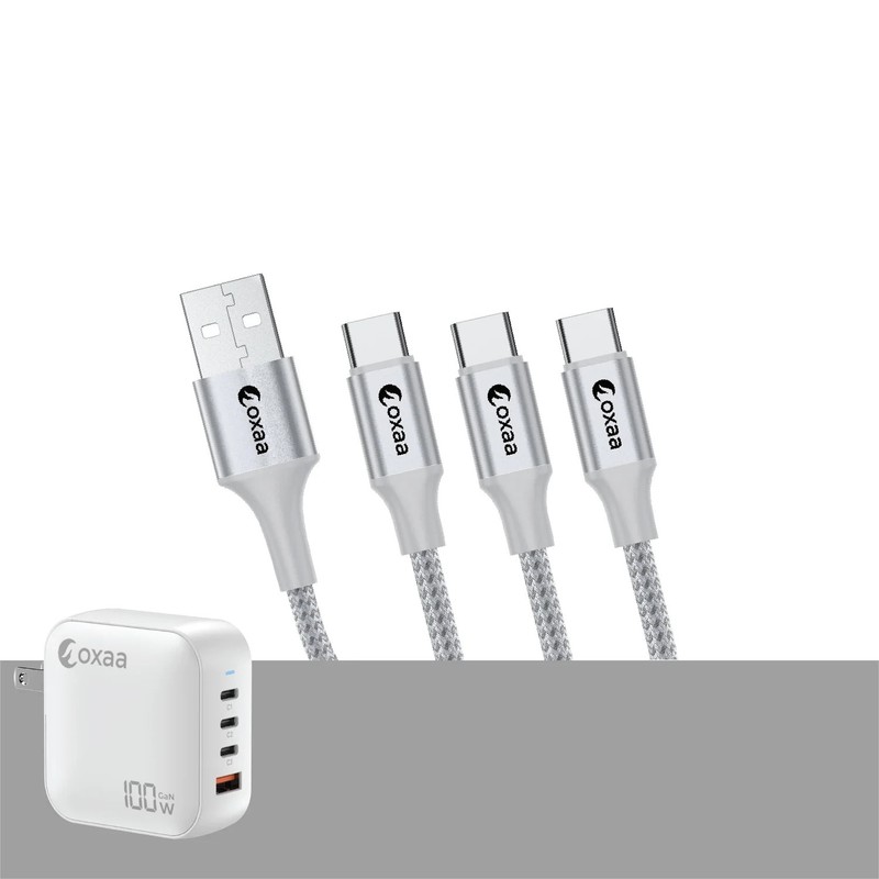 OXAA 100W USB-C Fast Charging Bundle with GaN Charger OXHB1301 Silver | New gallery