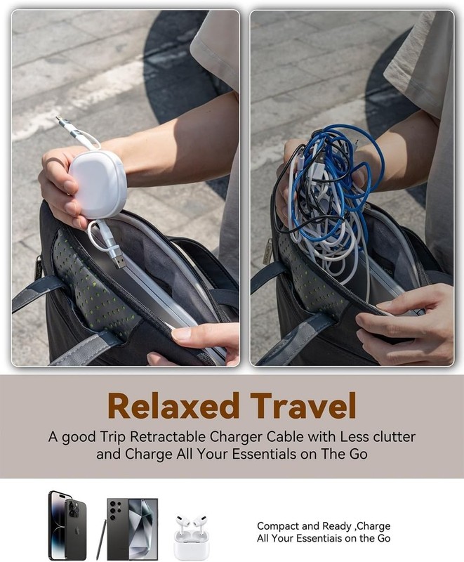 Minlu 5 in 1 Retractable Car Charger Cable, 65W Multi Fast Charging Cord,... gallery