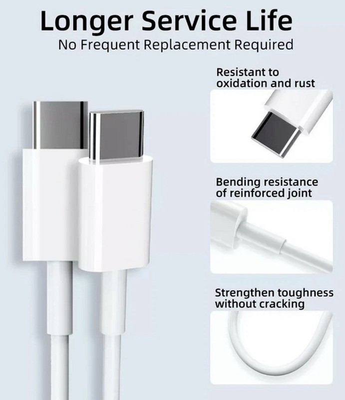 2x 60W PD Fast Charging Cable For iPhone, Samsung Android Type C to USB C gallery