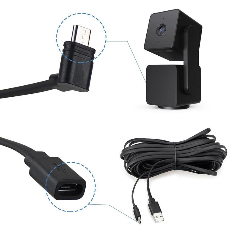 3-Pack 25 Ft Micro USB Extension Cable Compatible with Wyze Cam V4, Wyze Cam Pan gallery
