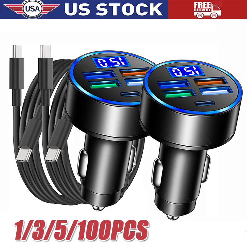 4 USB Port Super Fast Car Charger Adapter for iPhone Samsung Android Phone LOT