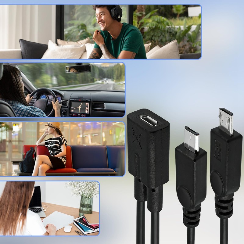 Micro USB Splitter 2PCS Micro USB Splitte-USB 1 to 2 Cord Male Splitter Femal... gallery