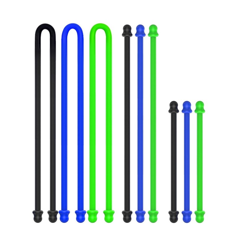 9Pcs 4in, 6in, 12in Silicone Cable Tie, Cord Organizer for Bundling Earphone,...