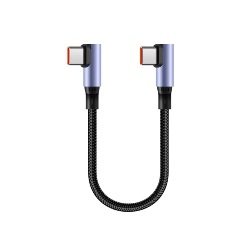 90 Degree Angled Type C to Type C Fast Charging Cable Short Portable Data Cord gallery