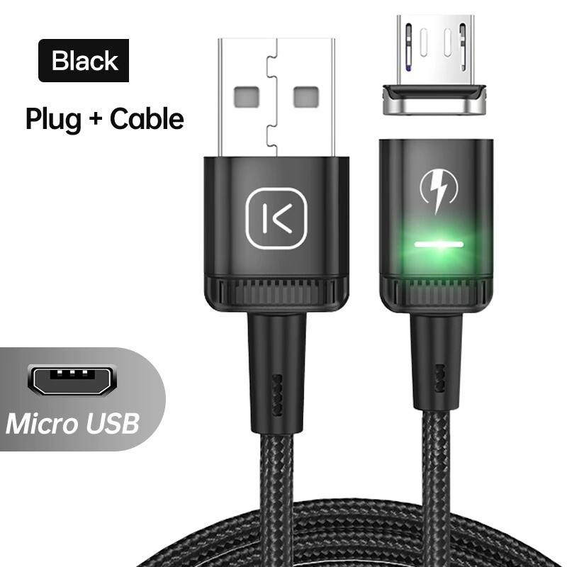 Kuulaa Magnetic 3A Fast Cell Mobile Phone Tablet Charging Cable 1M Black