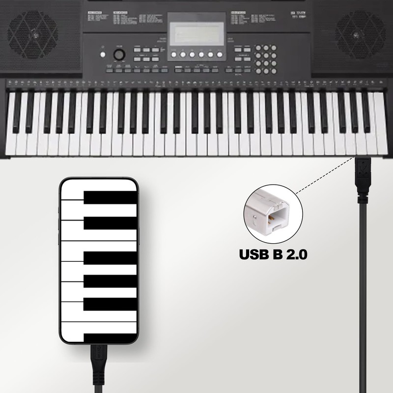 2 PCS 1.5M Micro USB 5-Pin to USB B Male OTG Data Cable for Midi Piano Printer gallery