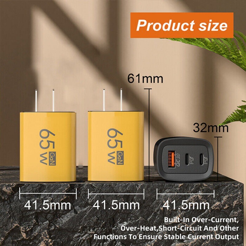 65W Type C Fast Wall Charger & 4 In 1 Cable For iPhone Samsung Google Motorola gallery