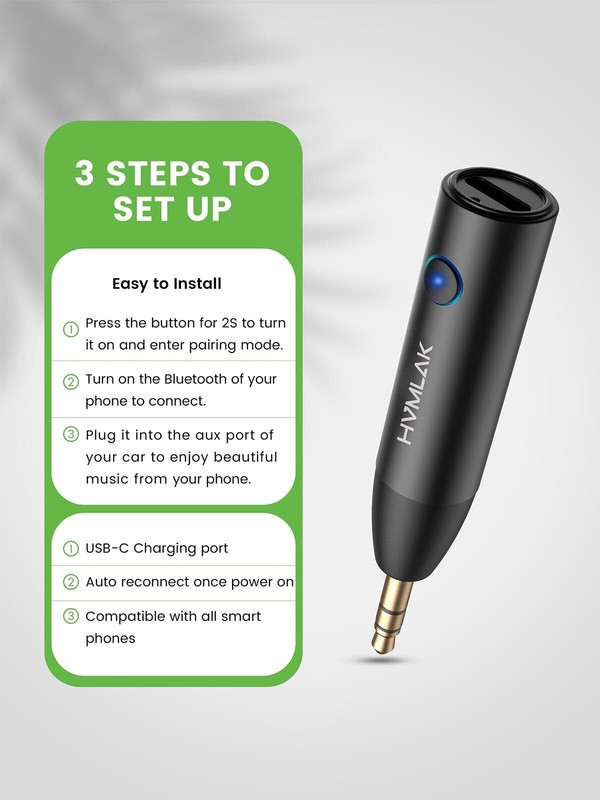 Bluetooth 5.3 Car Aux Adapter With Enhanced Microphone 3.5mm Jack For Car Home S gallery