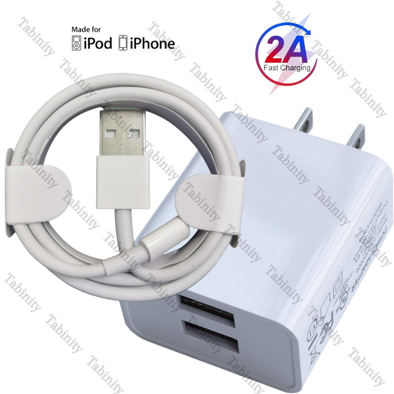 Dual Port USB Power Adapter Wall Charger Block For iPhone 6 7 8 X XR 11 12 13 14