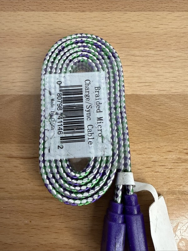 7-Eleven Braided Micro USB Charge & Sync Cable - Purple/Green 3.2ft (38") gallery