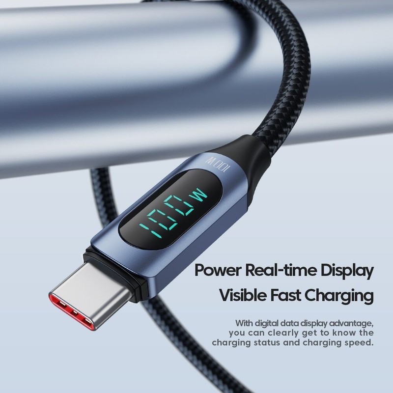 USB Type C to Type C Charging Cable PD 100W Fast Charger Data Cord LED Display gallery