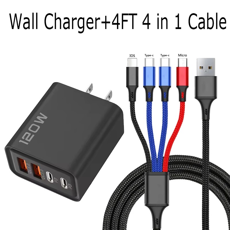 120W Super Fast Charging USB Type C Wall/Car Charger For All Cell Phone iPad