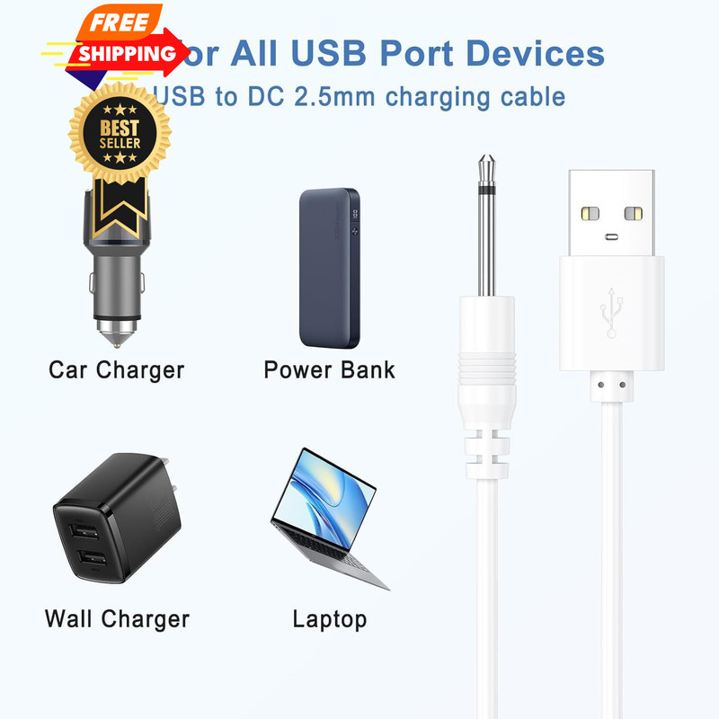 Vancle 2 Pack DC Charging Cable – USB to 2.5mm Fast Charger 100CM/3.3FT gallery