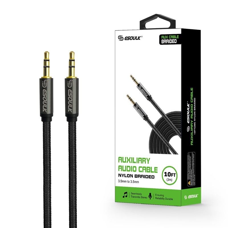 New 10 Ft 3.5mm Music Cable – iPod to Car Stereo AUX / Auxillary Wire Cord BLACK