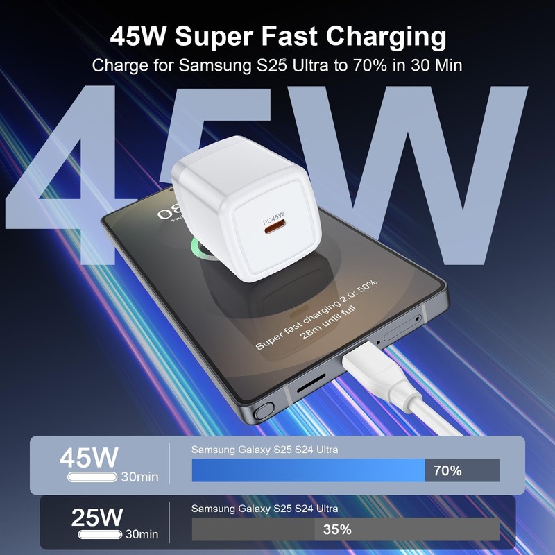 45W USB C Fast Charger for iPhone 17e 17 Pro Max 17 Pro 16 Wall Adapter Plug gallery